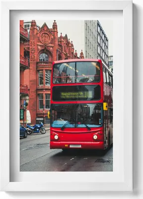 Produktbild von Bus in Birmingham UK– Wandbild mit Rahmen – Gerahmtes Bild  – Wanddekoration – 20x30 cm – Weiß