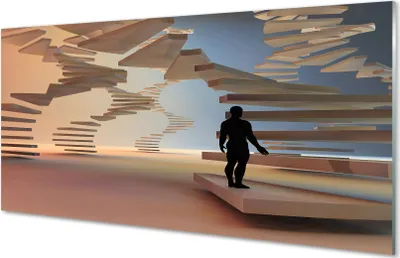 Produktbild von Glasbilder 120x60 Wandkunst Treppe 3d