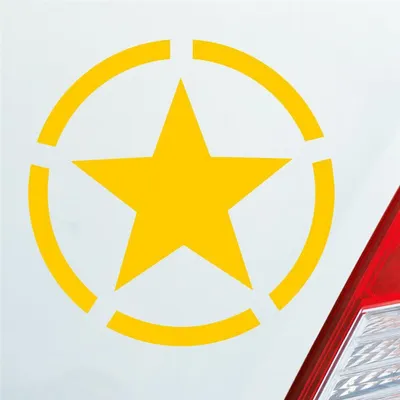 Produktbild von Auto Aufkleber Army Stern Star USA Amerika Militär Armee 10x10 cm Gelb Sticker Heckscheibenaufkleber