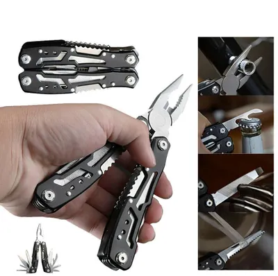 Produktbild von Multifunktions-Multitool aus Edelstahl – Klappzange mit Messer, Säge, Drahtschneider & Flaschenöffner für Outdoor & Camping