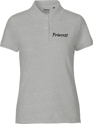Produktbild von Huuraa Damen Polo Shirt Princess Schriftzug S Sport Grey Bio Baumwolle Fairtrade Poloshirt Geschenkidee