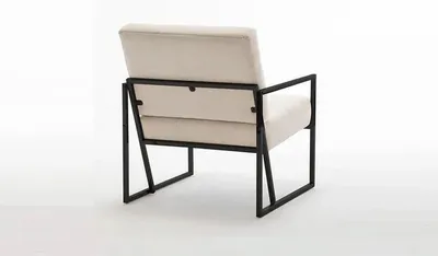 Immagine prodotto di Poltrona in tessuto beige soggiorno 1 posto relax gambe in metallo sala da pranzo