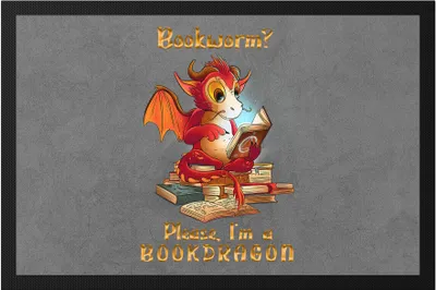 Produktbild von Bookworm? Please, I Am A Bookdragon Fußmatte Buch Lesen Bücherwurm Drachen Bildung Bücher