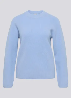 Produktbild von Rabe Pullover Hellblau, Größe 48, Rippstrick-Cashmere mit diagonalen Rippen und hohem Rundhalsausschnitt