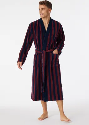 Produktbild von Schiesser Bademantel Baumwolle blau gestreift Essentials
