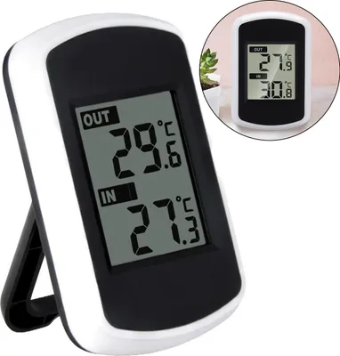 Produktbild von Drahtloses Digital-Thermometer mit Sender und Empfänger, LCD Display, Innen/Außen Temperaturmessung, tragbar, präzise & langlebig