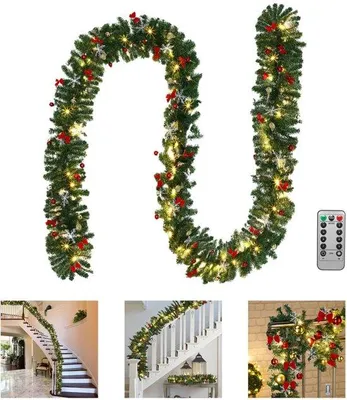 Image de Guirlande de Noël allemande de 5 mètres avec guirlande lumineuse LED et télécommande, de qualité supérieure