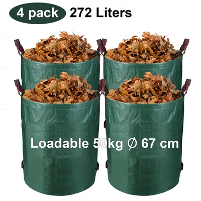 Immagine prodotto di Fiqops 4X sacco da giardino sacco per rifiuti da giardino sacco per rifiuti sacco per foglie 272L bidone per rifiuti da giardino XXL