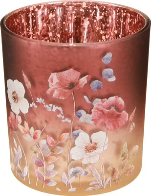 Produktbild von Stimmungsvolles Deko-Windlicht mit floralem Design aus Glas, 4 Stück