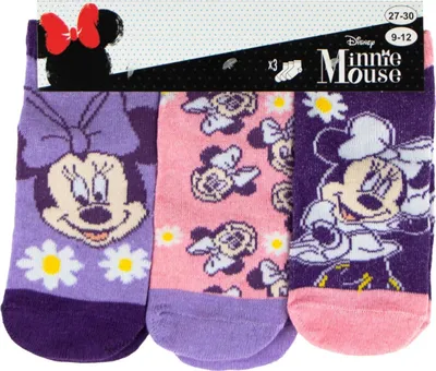 Immagine prodotto di Set di calzini di Minnie Mouse - 3 pacchetti di calzini da ginnastica per bambini 23/26 viola/rosa