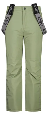 Imagen del producto de Pantalón de esquí para niños CMP, modelo Clima Protect, color verde, talla 152, con tirantes desmontables