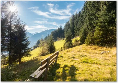 Produktbild von Tulup® Leinwandbild - 100x70 cm - Wandkunst - Drucke auf Leinwand - Leinwanddruck  - Landschaften - Grün - Herbst Berge