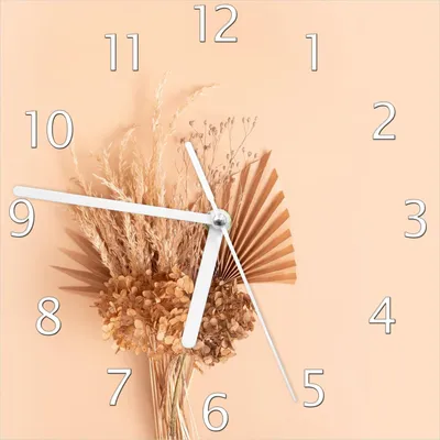Produktbild von Wallario Design Wanduhr Trockenblumenarrangement aus Echtglas, Größe 20 x 20 cm