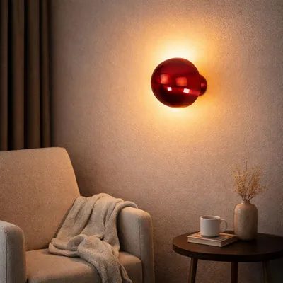 Produktbild von Opviq, Moderne Wandleuchte Rot, Metallkörper, IP20, 12x8x16 cm