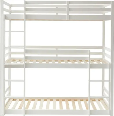 Produktbild von Dreifach-Etagenbett - 3 x 90 x 200 cm - Kiefer - Weiß - VAGAR