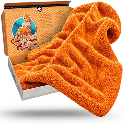 Produktbild von Nuke Guys Gamma Dryer XXL | Ultra saugstarkes Trockentuch 1400 GSM in Orange 50x80cm | Fusselfrei, abgerundete sanfte Fasern, kratzerfrei, extra groß | Premium Mikrofasertuch für Auto Motorrad Fahrrad