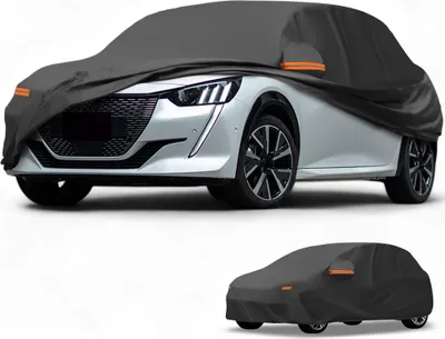 Image de Housse De Voiture šŠtanche Toutes Saisons Pour Usage ExtšŠrieur, Protection Anti-Uv Contre Le Soleil Et La Pluie Pour Peugeot 208 190T-Pu Noir Avec Fermeture šŠclair