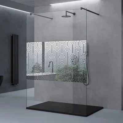 Image de doporro Paroi de Douche à L'italienne Design de Labyrinthe 120 cm Pare-douche Verre de Sécurité 10mm Paroi 118x200cm avec 2 Stabilisateurs Rectangulaires Noir Bremen02DM