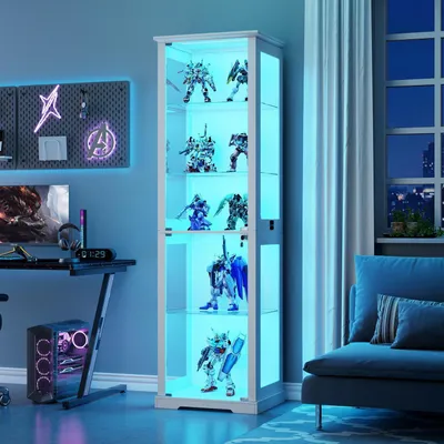 Image de Vitrine réfrigérée avec éclairage LED et capteurs, dimensions 40x50x180 cm, 5 étagères, couleur blanche