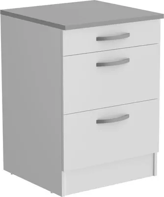 Productafbeelding van Onderkast met 3 lades + werkblad, 60 x 60 x 86 cm, wit decor