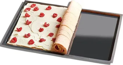 Produktbild von Silikonische Anti-Aanbaklaag mit Rand, BPA-frei, für die Küche, schwarz, flexibel, hitzebeständig.