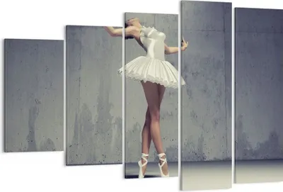 Produktbild von Bild auf Leinwand - Leinwandbild - 5 Teile - Ballerina Weiß Wand - 150x100cm - Wand Bild - Wanddeko - Wandbilder - Leinwanddruck - Bilder - Wanddekoration - Leinwand bilder - Wandbild - EG150x100-4344