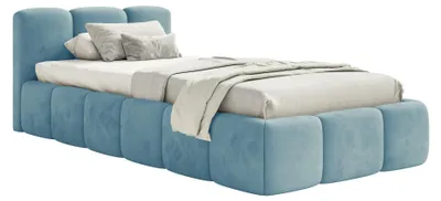 Produktbild von Selsey Cloudy Low – Polsterbett 90x200 cm, Samt Hellblau