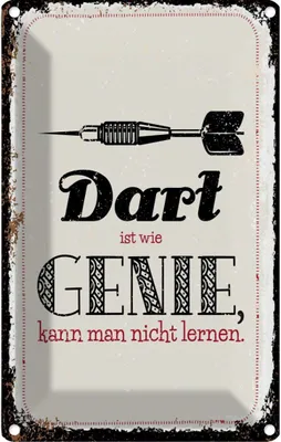 Produktbild von vianmo Blechschild 30x20 cm Dart Genie kann man nicht lernen Spruch Zitat