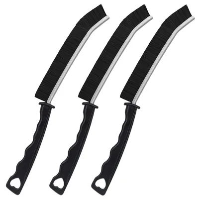 Reinigungsbürsten-Set 3er-Pack für Fugen und Spalten, schwarz