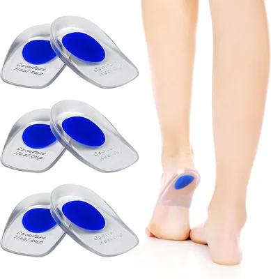 Imagen del producto de Almohadillas de gel para el talón, 3 pares, para tratar el espolón calcáneo y los dolores en los pies, protección para los pies