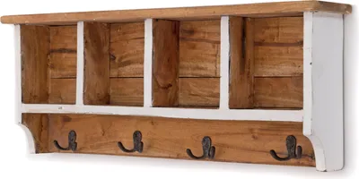 Produktbild von RUSTIKALE WANDGARDEROBE mit Fächern "VINTAGE 70" | 70x27x11cm(BxHxT) | Farbe: 06 weiß-landhaus