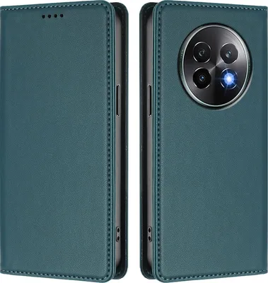 Immagine prodotto di Custodia in pelle per Realme 13+ 5G, flip case magnetico in Finto cuoio con supporto Verde