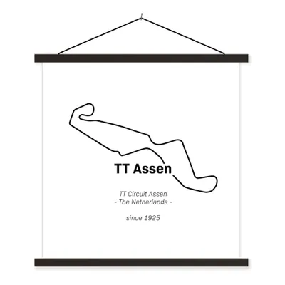 Produktbild von MuchoWow® Textilposter TT Assen - Niederlande - Rundkurs 120x120 cm mit schwarzem Rahmen - Aufhängungsset