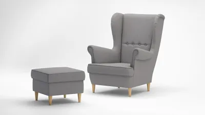 Obrázek produktu pro Křeslo ušák KING II světlešedý - MALMO 90 + taburet