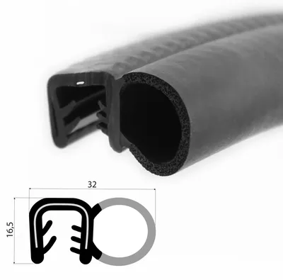 Produktbild von DS33-EPDM - Kantenschutz Dichtungs Profil Gummi Dichtung seitlich - Klemmbereich 8 -12 mm