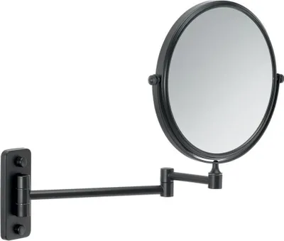 Zdjęcie produktu dla Wiszące lusterko kosmetyczne GAIA, śr. 180 mm, dwustronne, czarny mat