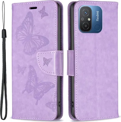 Produktbild von Xiaomi Redmi 12C Hülle - Coverup Schmetterlinge Klapphülle - Lila