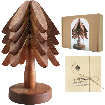 Image de Sous-verres en bois - Lot de 4 - Forme d'arbre
