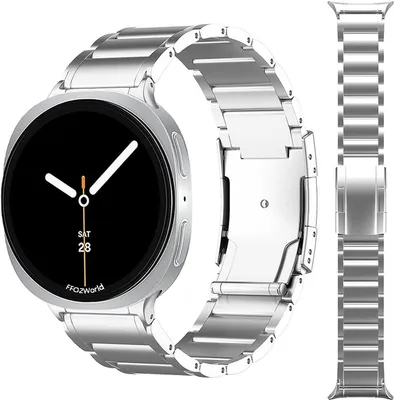Produktbild von FFO2World Titan-Armband für Samsung Galaxy Watch 8 / 8 Classic – Titanarmband mit Sicherheitsverschluss & Kürzungsset – Silber