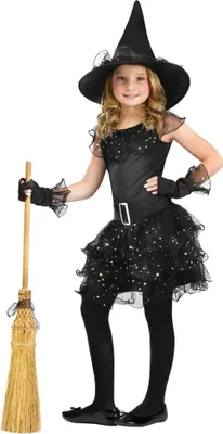 Produktbild von Hexe Kleid - Halloween Kostüm Kinder - Fasching Kindergröße: 116-128