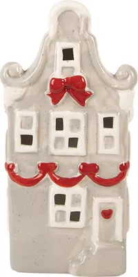 Produktbild von Clayre & Eef Dekoratives Haus mit LED Haus 11x9x22 cm Grau Keramik