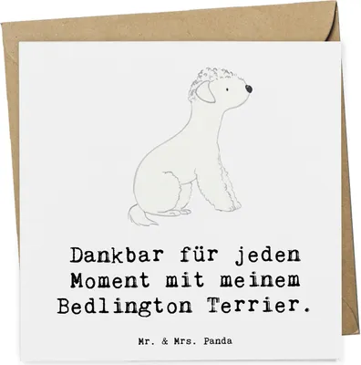 Produktbild von Mr. & Mrs. Panda Grußkarte Bedlington Terrier Moment - Weiß - Geschenk, Glückwunschkarte, anlasskarte, Klappkarte, doppelkarte, faltkarte
