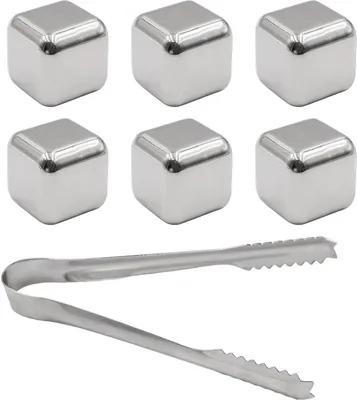 6 Wiederverwendbare Edelstahl Whisky Steine Set - Ideal zum Kühlen ohne Schmelzen - Geschenke für Whisky-Liebhaber