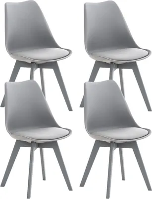 Immagine prodotto di set di 4 sedie da pranzo - sedie da cucina - comode e facili da pulire | Colore: grigio/grigio | Materiale: plastica