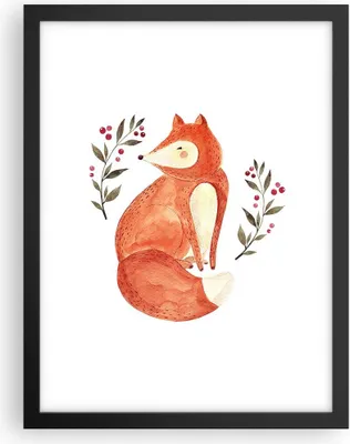 Produktbild von Gerahmtes Poster - Schwarzer Rahmen - Nov Illustration Fuchs - 30x40 cm - Wand Bild - Wanddeko - Wandbilder - Kunstposter - Wandposter - Bilderrahmen - Bilder - Kunstdruck - P2BPA30x40-4862