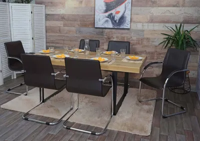 Immagine prodotto di set di 6 sedie da pranzo Samara, sedia da cucina a sbalzo sedia poltrona, acciaio ~ marrone