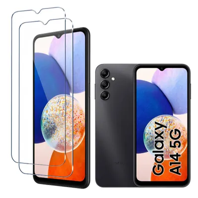 Produktbild von CLM-Tech 2er Set Displayschutzfolie kompatibel mit Samsung Galaxy A14 5G Panzerfolie Panzerglas Crystal Clear Displayschutz 9H Glas Displayfolie Schutzglas Folie kristallklar 2X Stück