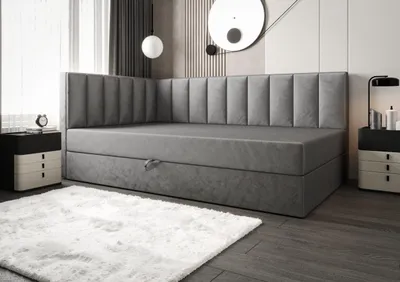 Produktbild von Boxbett Adelle VII B&B Home Boxspringbett Adelle VII, Farbe Grau, 120x200 cm, Einzelbett mit stabilem Rahmen