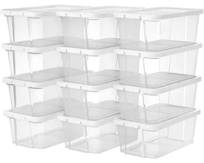 Productafbeelding van Schoenendozen, set van 12, transparant, met kunststof deksel, 35 x 20 x 12,5 cm