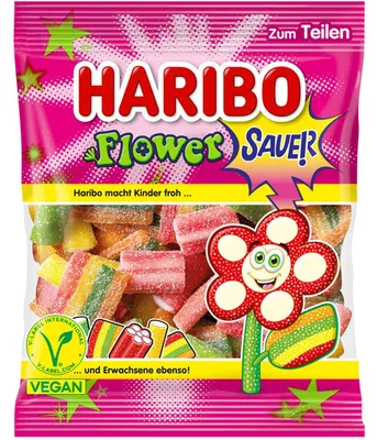 Produktbild von Haribo Flower sauer vegan 160g, KI-generiertes Bild